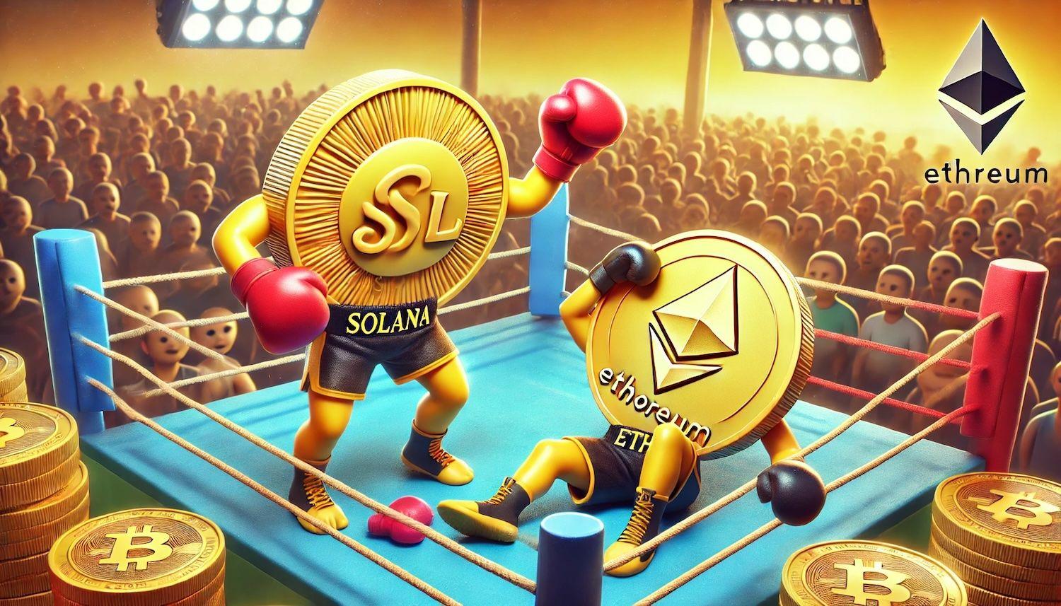 Solana Beats Ethereum In Weekly Total Fees for First Time, Thanks to Meme Coins